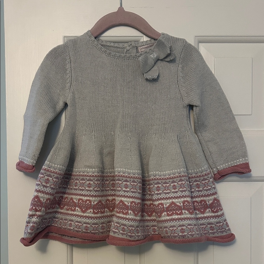 Catherine Malandrino Gray and Pink Heart Sweater